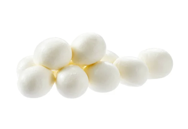 Heap Baby Mozzarella Cheese Balls Isolated White Background Clipping Path — Stock Photo, Image