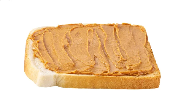 Toast Creamy Peanut Butter Isolated Isolated White Background Delicious Toast — Stock Photo, Image