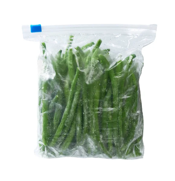 Vegetais Comida Congelados Saco Plástico Feijão Verde Congelado Num Saco — Fotografia de Stock
