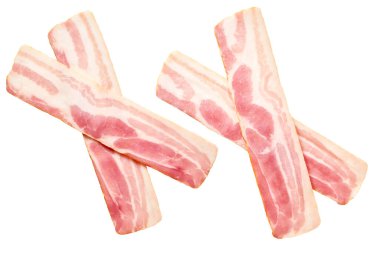 Smoked bacon strips, isolated on white background clipart