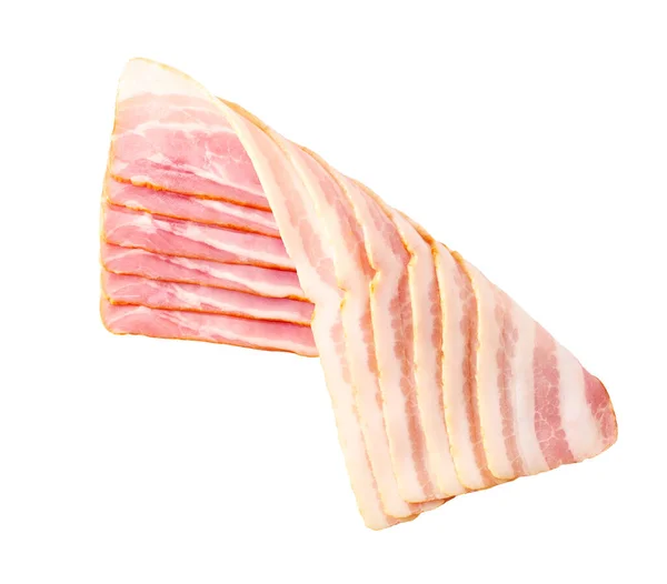 Sliced Pork Bacon Isolated White Background — Stock Photo, Image