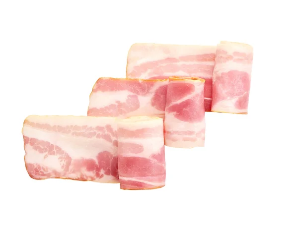 Rökta Bacon Rashers Isolerad Vit Bakgrund — Stockfoto