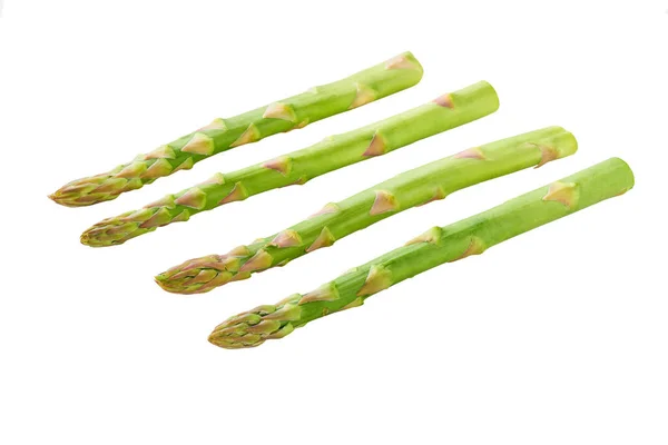 stock image fresh green asparagus isolated on white background, clipping path, full depth of field. Green asparagus sticks isolated.