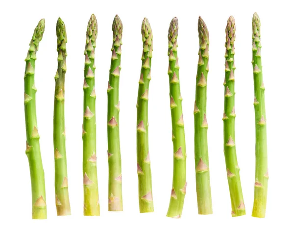 クリッピングパスで隔離された緑色のアスパラガスの単茎 ビーガン健康食品 緑のアスパラガスの棒が孤立 — ストック写真