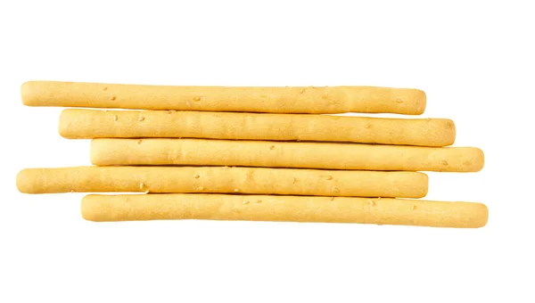 Pão Italiano Vara Grissini Breadsticks Tradicionais Isolados Fundo Branco Profundidade — Fotografia de Stock