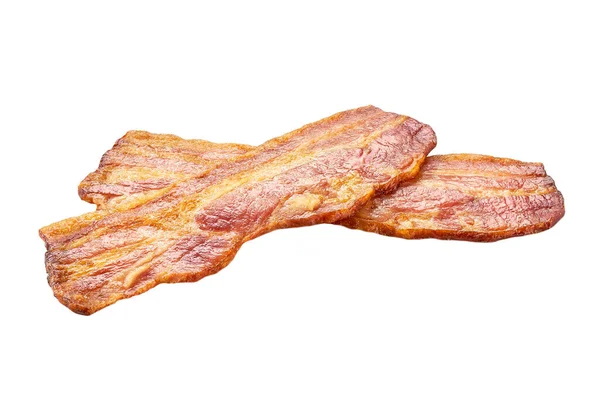 Duas Tiras Bacon Frito Isoladas Fundo Branco — Fotografia de Stock