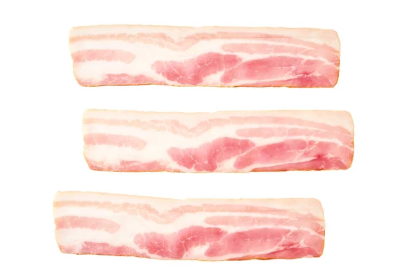 Tiras Bacon Fumadas Isoladas Sobre Fundo Branco — Fotografia de Stock