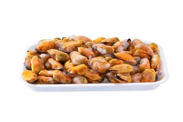 Mussel Meat Styrofoam Food Container Ice Ingredient Omega Protein — Stock Photo, Image