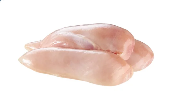 Fillet Dada Ayam Mentah Menutup Terisolasi Pada Latar Belakang Putih — Stok Foto