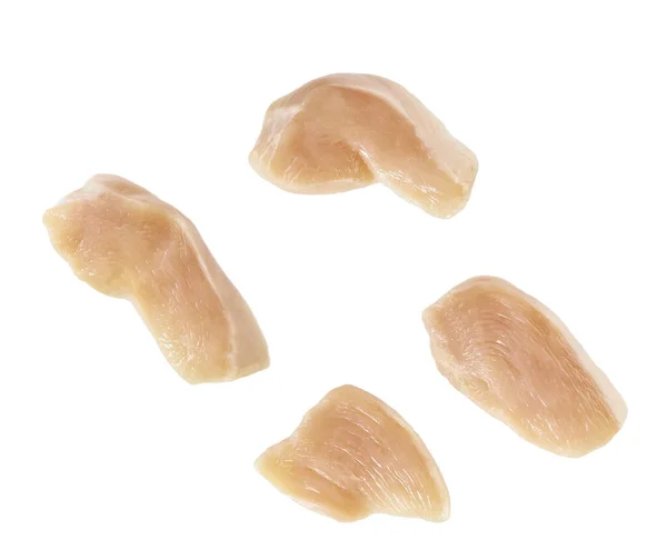 Top View Raw Chicken Fillet Pieces Isolated White Background Chicken — Stock Photo, Image