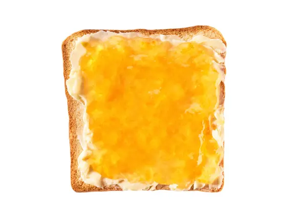 Toast Met Sinaasappeljam Witte Achtergrond Bovenaanzicht — Stockfoto