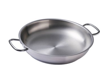 Paella tava mutfak malzemeleri beyaz bir arka planda izole