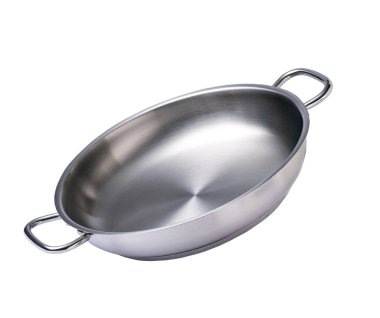 Paella tava mutfak malzemeleri beyaz bir arka planda izole