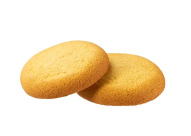 Beyaz arka planda izole edilmiş lezzetli kurabiyeler, geniş bir alan. Lezzetli Danimarka kurabiyeleri..