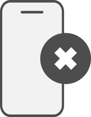 Minimalist icon of a smartphone with a symbol of error. clipart