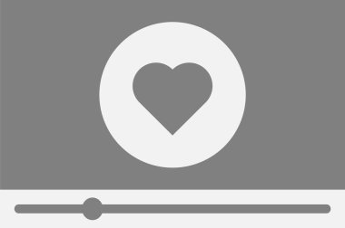 Video ekranında minimalist kalp simgesi.