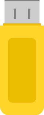 Sarı kalem sürücü. Sarı USB çubuk simgesi.