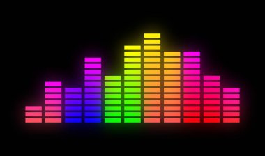 Renkli müzik eşitleyicisi. Parlak müzik dengeleyicisi canlı renklerde.