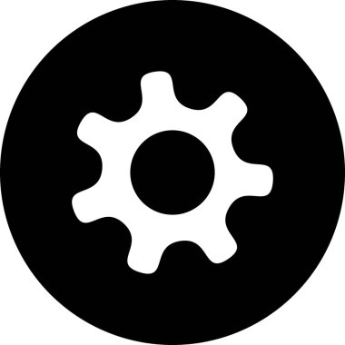 Siyah ve beyaz dişli simgesi, simge ayarı, ayar düğmesi.