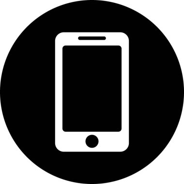 Siyah ve beyaz cep telefonu simgesi, iletişim simgesi, iletişim düğmesi.