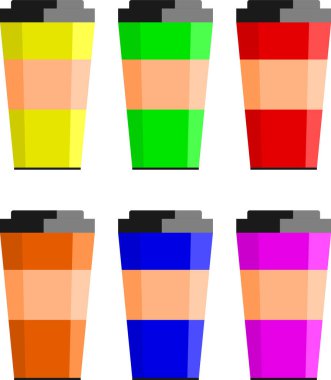 Renkli seyahat kupaları. Renk değişiklikleriyle seyahat bardakları.