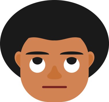 Sevimli siyahi çocuk sıkıldı. Siyah çocuk avatarı. Siyah çocuk emojisi.