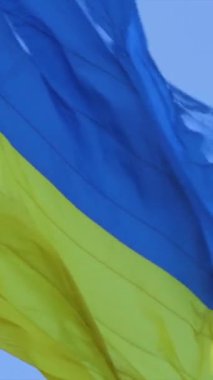 Ukrayna 'nın son derece detaylı kumaş dokuma bayrağı. Ukrayna bayrağının yavaşça dalgalanan gökyüzü mavi ve sarı ulusal renk Ukrayna sarı-mavi. Ukrayna Bayrak Döngüsü.