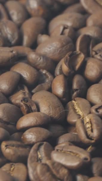 Close Shot Roasted Coffee Beans Close View Coffee Roasting Smoke — Wideo stockowe