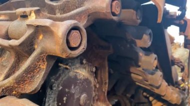 Tank caterpillar. Caterpillar tracks on military tank. War in Ukraine. Gunning of civilians. military action. 4K