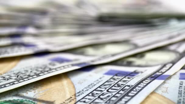 Macro Bir Sürü 100 Amerikan Doları Nakit Para Banknotları Franklinlerin — Stok video