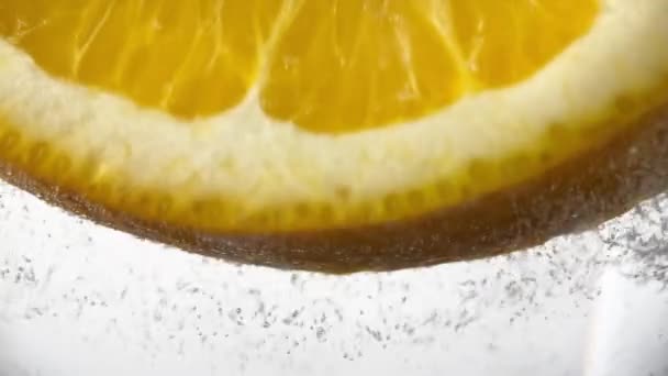 Orange Cocktail Glass Fizzy Bubbles Summer Fresh Beverage Slow Motion — Vídeo de stock