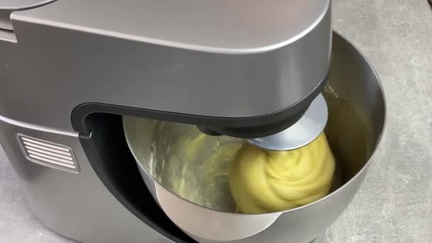 Test Batch Cooking Dough Combine Kitchen Machine Stirs Dough Baking — Stock Video