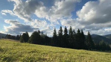 Kümülüs bulutlarının zamanı mavi gökyüzünde ilerliyor. Işık ve ağır sakin bulutların arka planı bulutlu uzayda şekil değiştirir. Doğal arkaplan, zaman aşımı, kopyalama alanı.