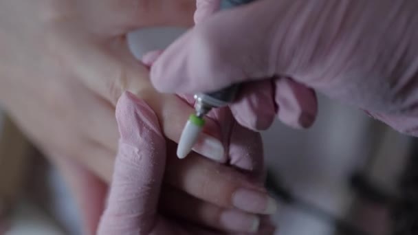 Nagels Klaarmaken Voor Manicure Het Verwijderen Van Oude Nagellak Voorbereiding — Stockvideo