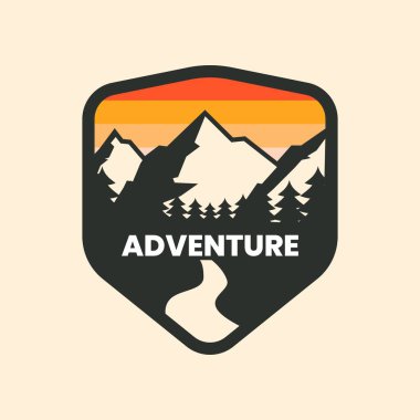 Macera Dağları rozeti Premium Vektörü
