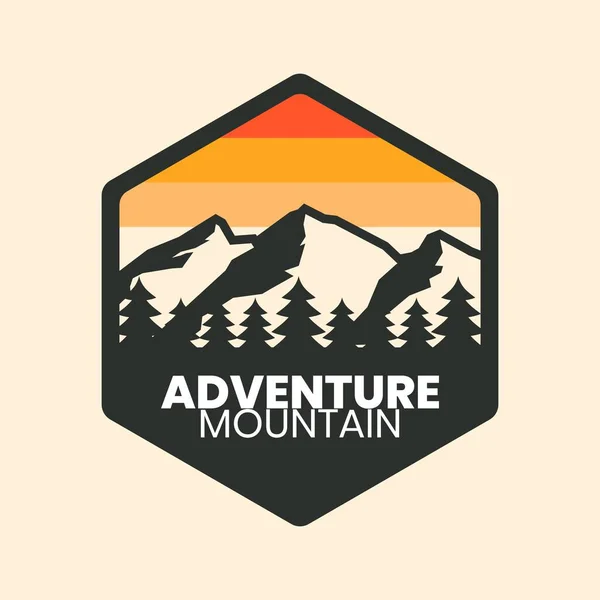 Emblema Montanhas Aventura Premium Vector — Vetor de Stock