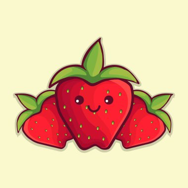 Çilek taze meyve karikatürü ikon vektör illüstrasyon tasarımı