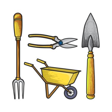 Vintage Bahçe Aletleri Clipart Paketi