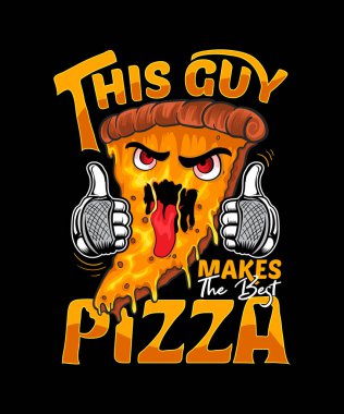 Pizza ve pizza. Yazdırma için vektör illüstrasyonu