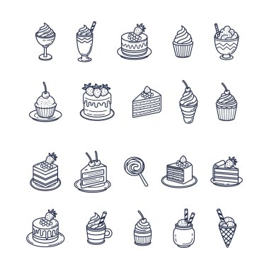 Sevimli Doodle Tatlı Taslak Çizim Seti