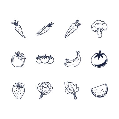 Basit Kek Meyveleri ve Sebze Simgesi