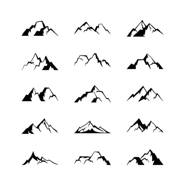 Set of Simple Mountain Silhouettes