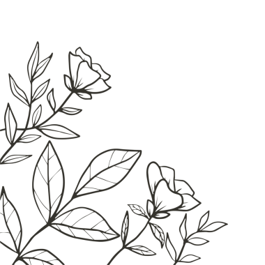 Elle çizilmiş çiçek aranjmanı çiçek ve yaprakları özetliyor