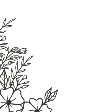 Elle çizilmiş çiçek aranjmanı çiçek ve yaprakları özetliyor