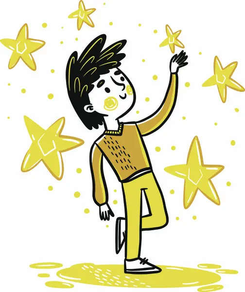 Yıldızlı el çizimi çocuk.