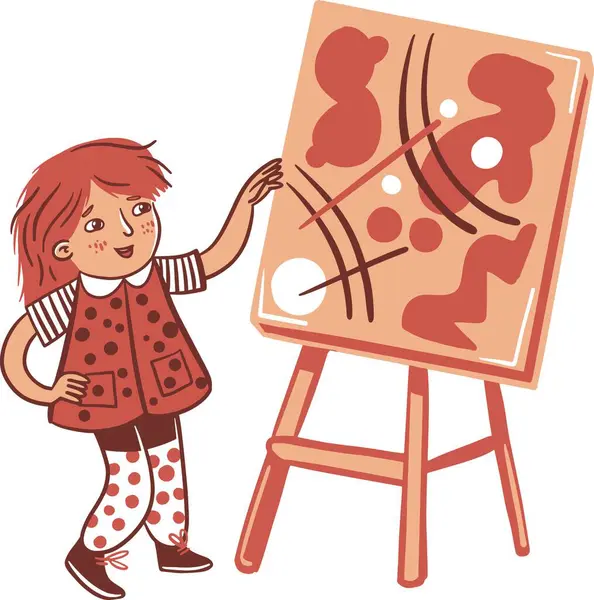 Modern bir sanat sehpasında el çizimi yapan kız.