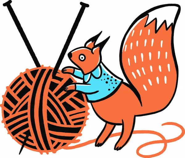 El yapımı sincap ve örgü yünü topları.