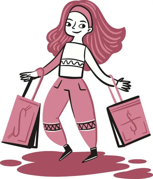 El yapımı kadın alışveriş torbalarıyla alışveriş yapıyor.