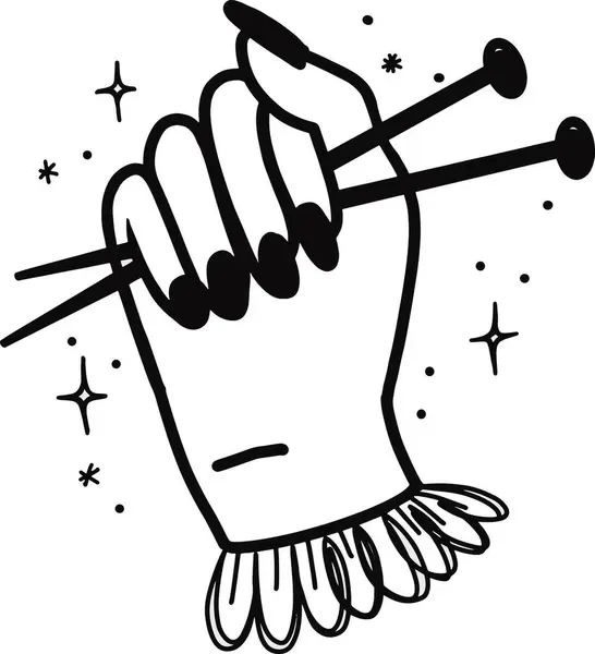 El örgü iğneleriyle çizilmiş.