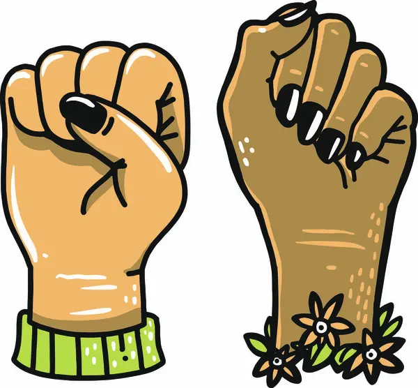 Çiçekli ve dallı bir yumruk.